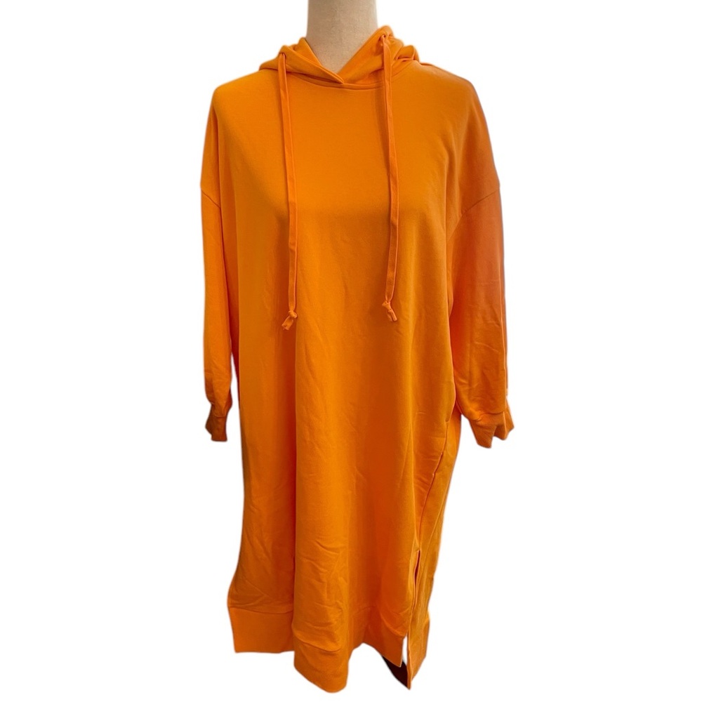NAP Loungewear Pullover Sweatshirt Hoodie Midi Dress Orange